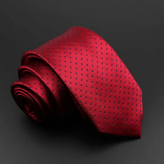 De La Rochejaquelein - Red Tie with Navy Microdots – Bold Charm in a Refined Package
