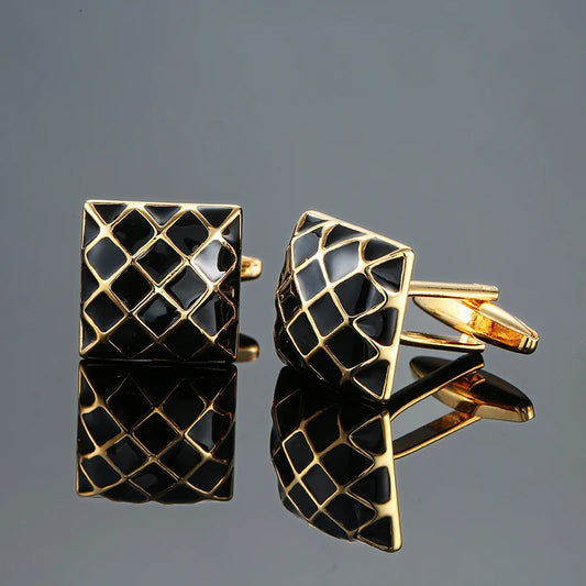 Talisman Cufflink – Stradi Onyx Lattice Gold