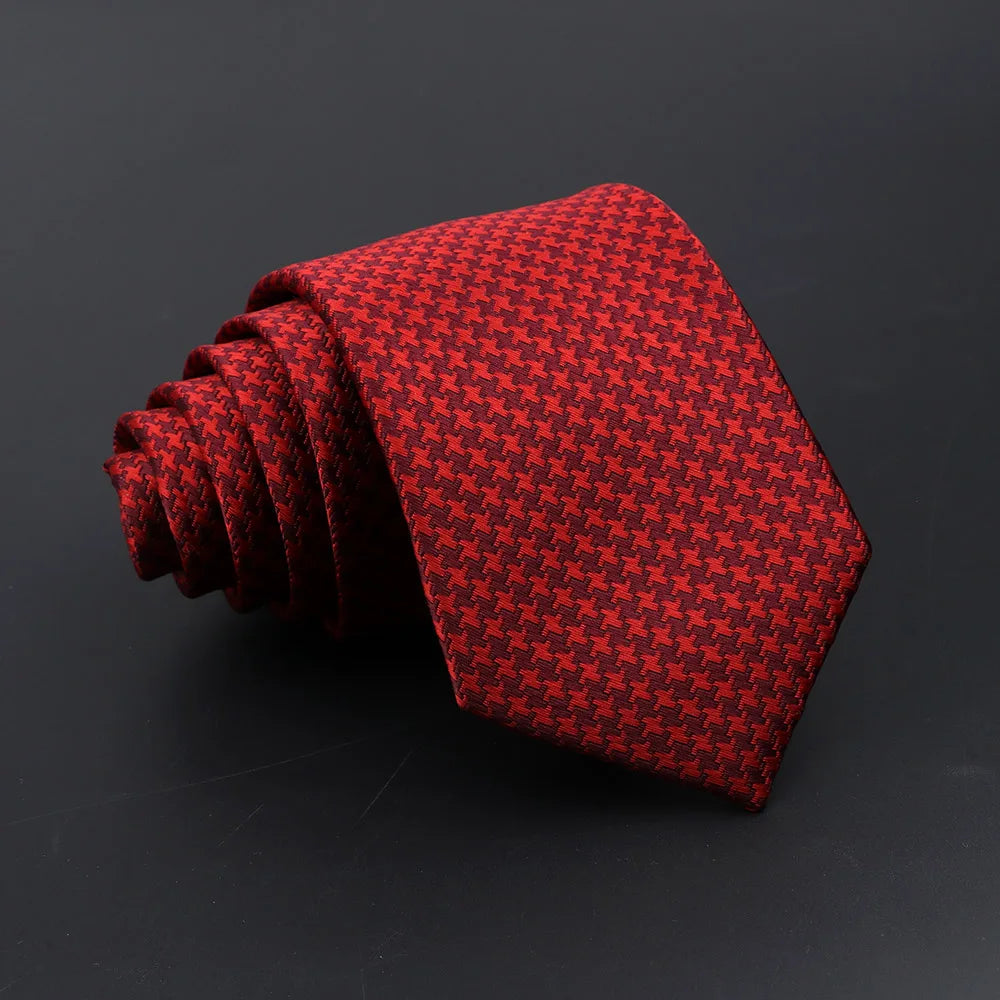 Montferrat - Bold Red Houndstooth Necktie
