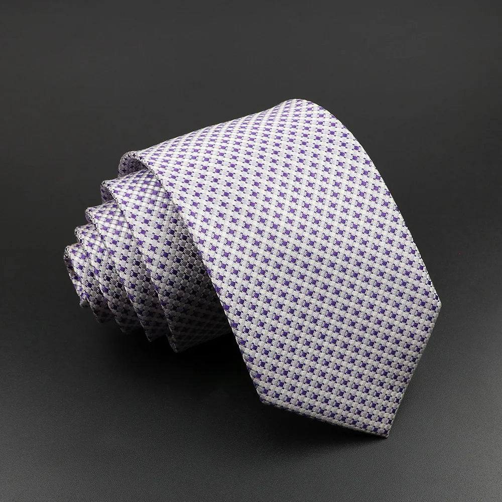 Courcy - Refined White & Purple Geometric Silk Necktie