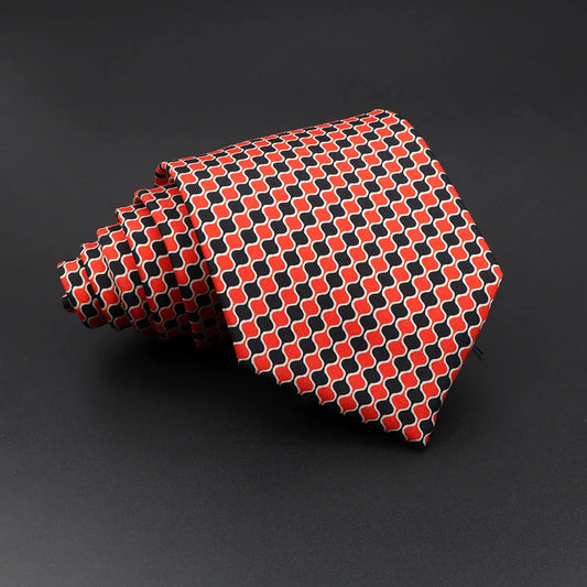 Bérenger - Red, Black & White Wave Pattern Tie