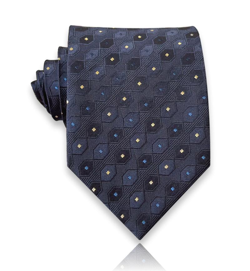 Escalante - Navy Silk Tie with Subtle Geometric Dot Pattern – Understated Elegance with European Artistry