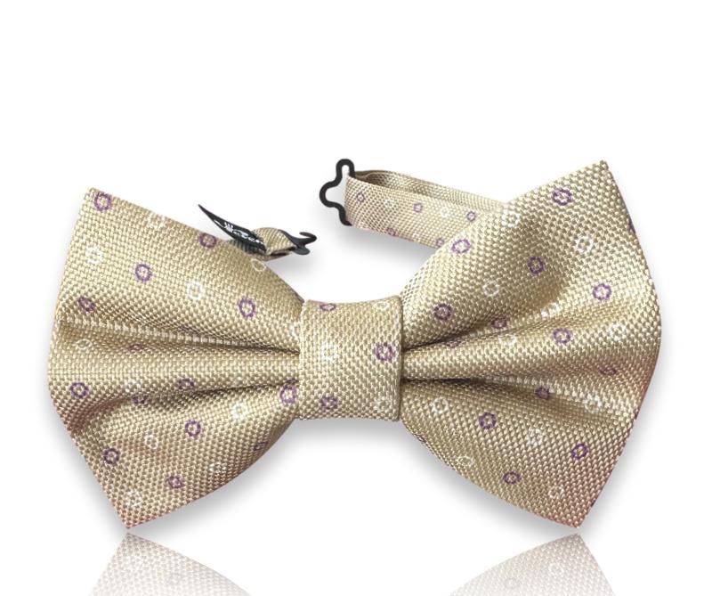 Champagne silk bow tie with lilac floral neats
