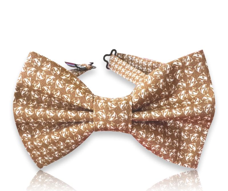 Caramel silk bow tie with cream leaf neats