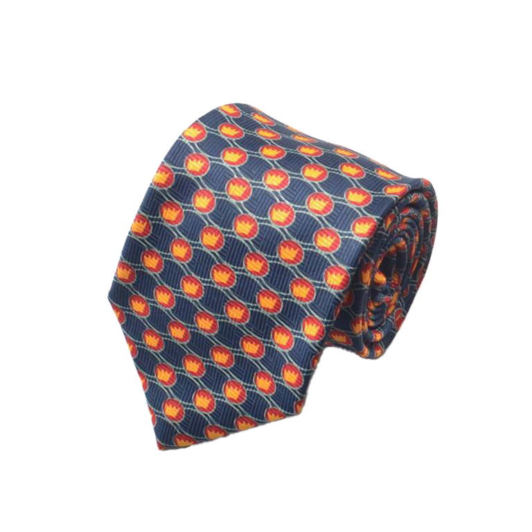 Nardi - Navy Tie with Orange Crown Pattern