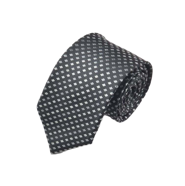 Pignone - Black Tie with Silver Grid Pattern
