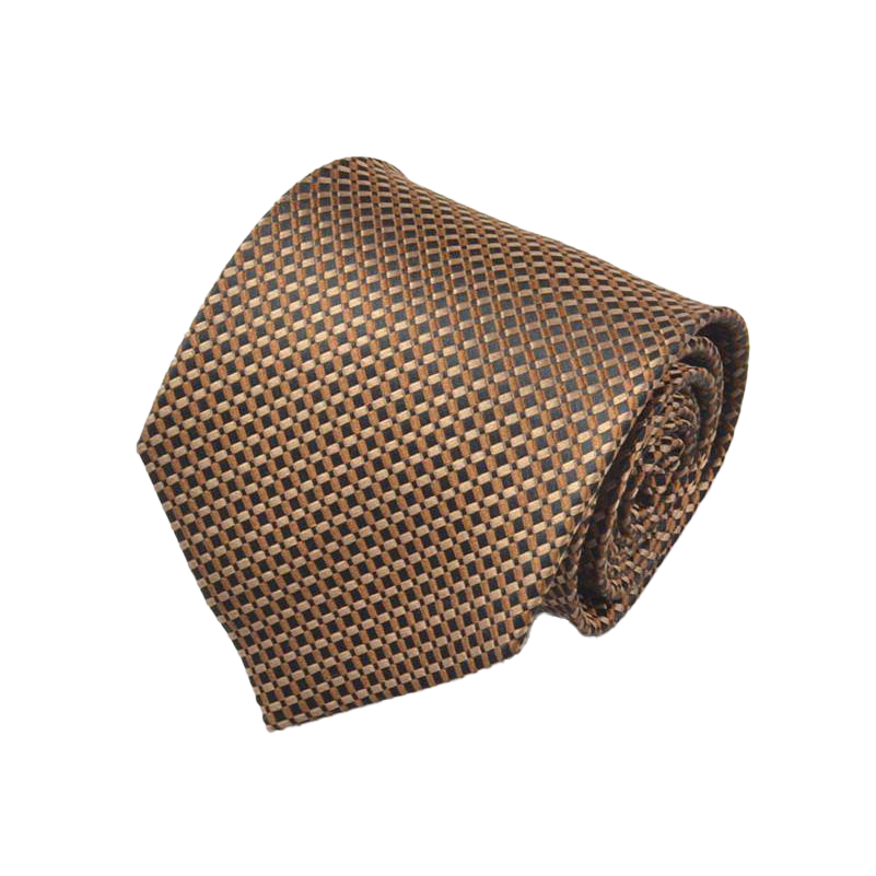 Zaccaria - Brown Tie with Gold Geometric Pattern
