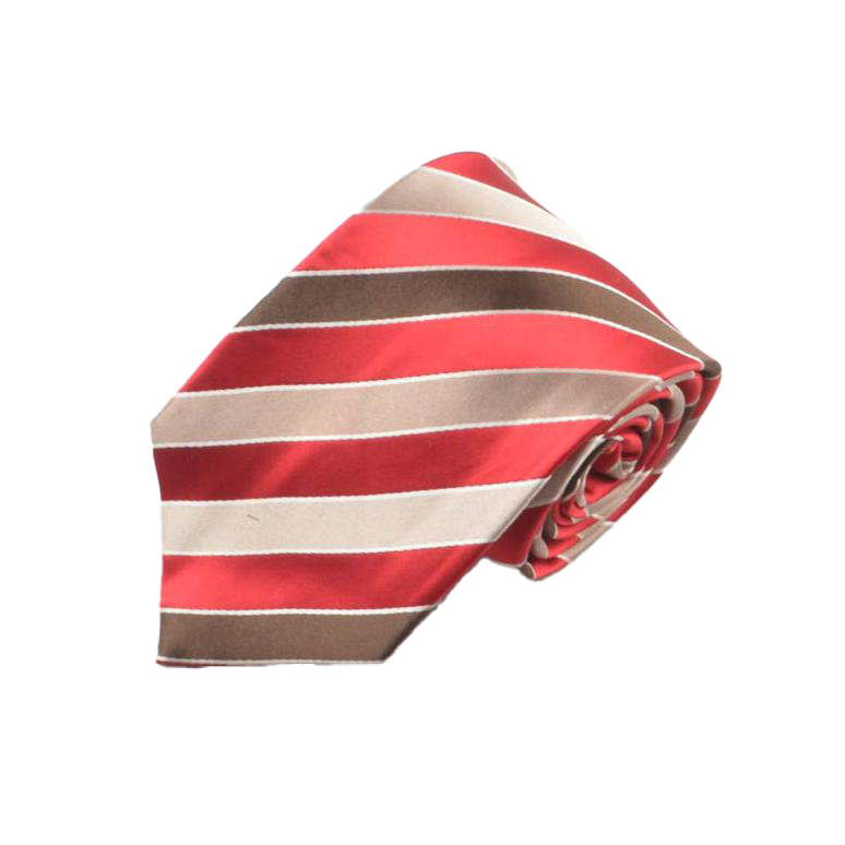 Cattani - Red, Beige, and Brown Diagonal Stripe Tie