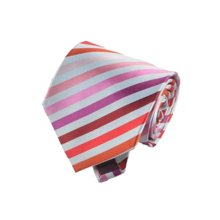 D'Asburgo - Multicolor Stripe Tie in Pink, Red, Orange, and White