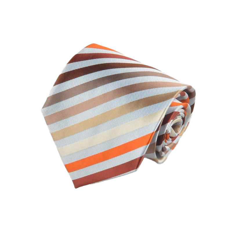 D'Asburgo - Orange and Earth Tone Stripe Tie on White