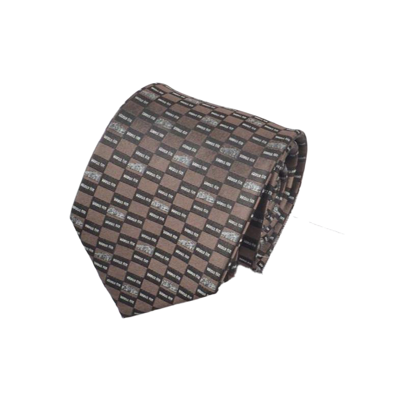 D'Aquino - Brown Checkered Text Tie