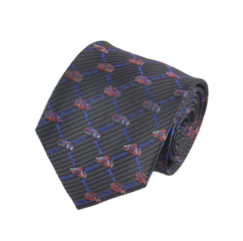 Della Somaglia - Red Sports Car and Blue Text Pattern on Black Tie