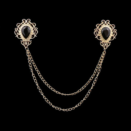 Talisman Brooch - Gold Onyx Filigree Heart