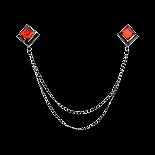 Talisman Brooch – Silver Crimson Duet