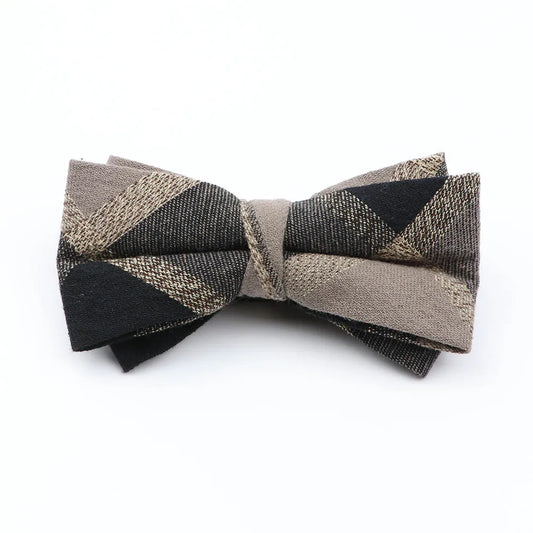 Laso de la Vega - Black & Taupe Geometric Bow Tie