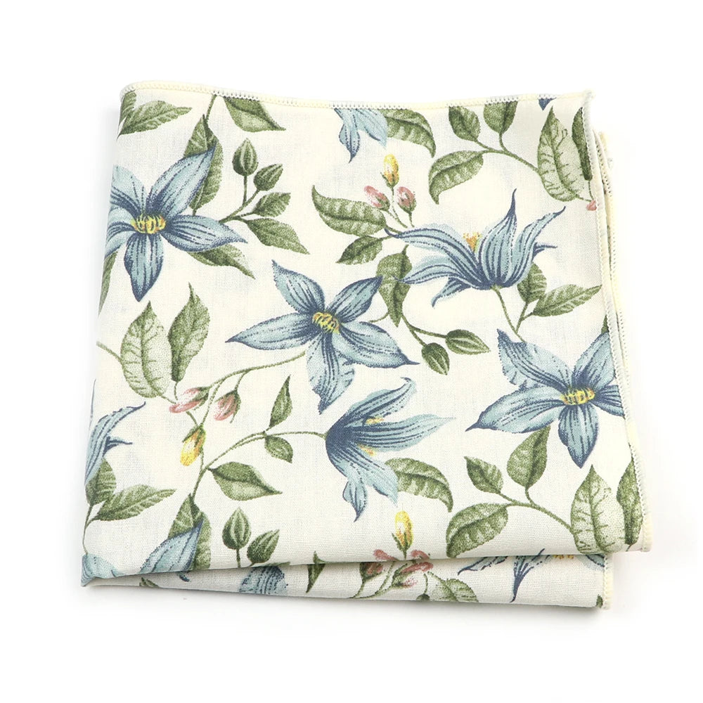 Talisman Pocket Square – Blue Blossom Heritage Cotton Pocket Square