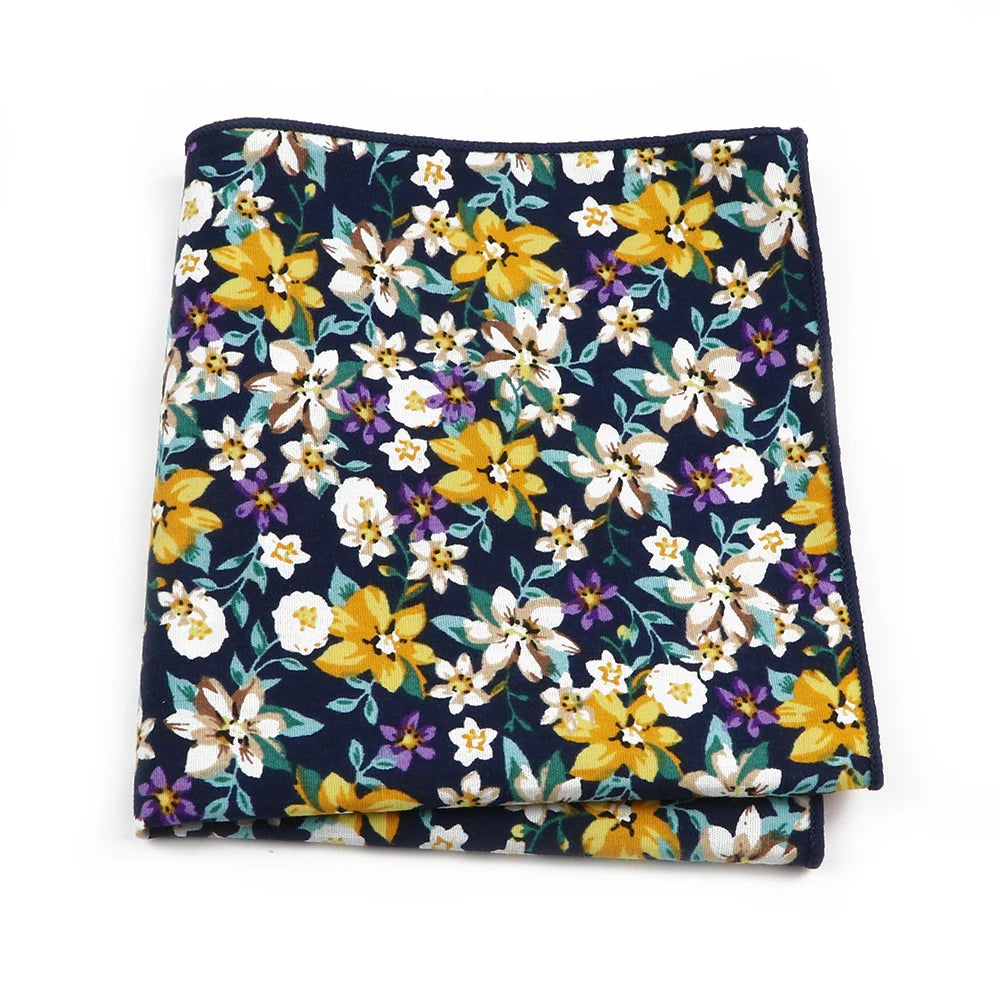 Talisman Pocket Square – Golden Violet Garden Cotton Pocket Square