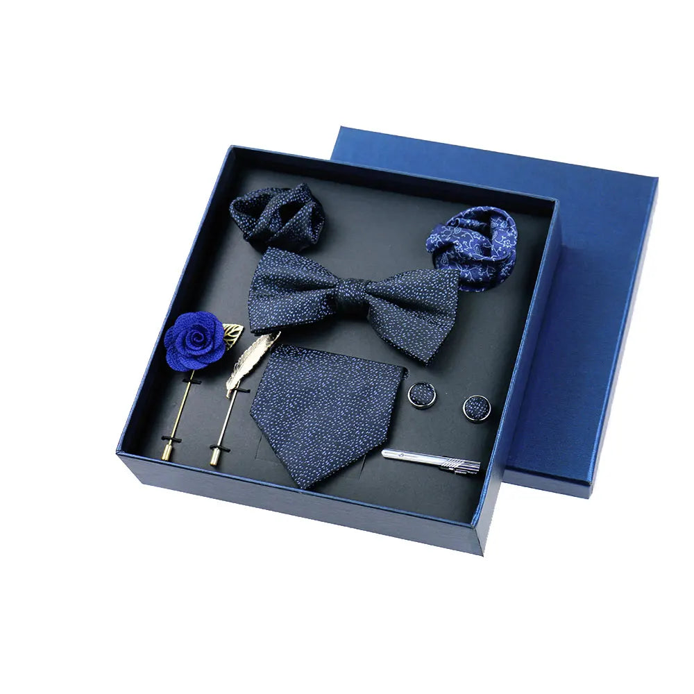 Ashbourne - Talisman Tie Set – Midnight Navy Micro Dot Luxury Set