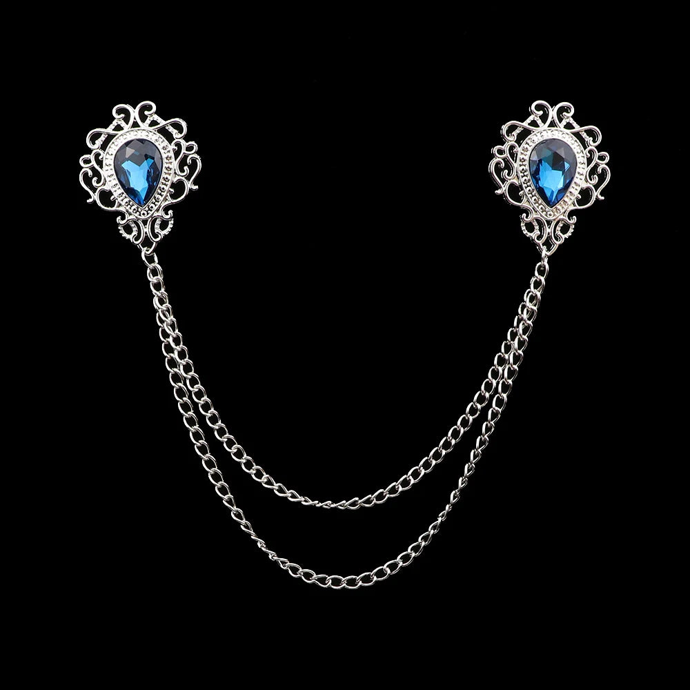 Talisman Brooch - Silver Sapphire Filigree Heart