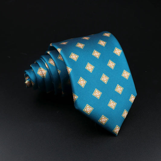 Artois - Teal and Gold Diamond Patterned Necktie