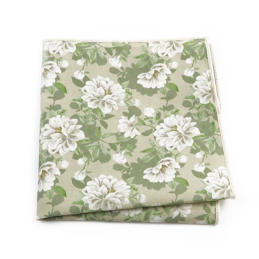 Talisman Pocket Square – Ivory Rose Garden Cotton Pocket Square