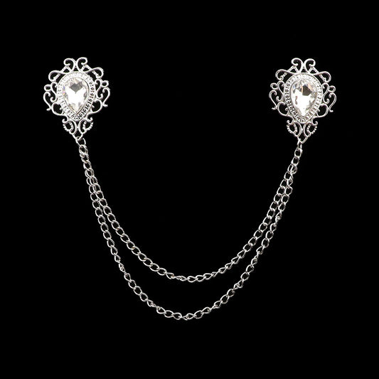 Talisman Brooch - Silver Diamond Filigree Heart