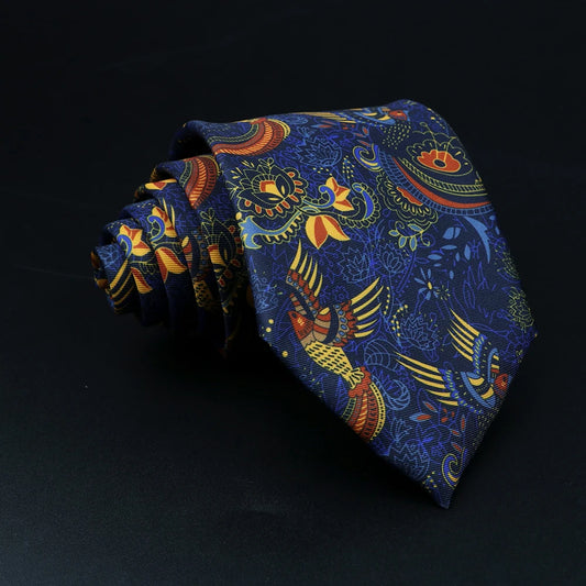 Cornaro - Navy Folk Art Phoenix Tie