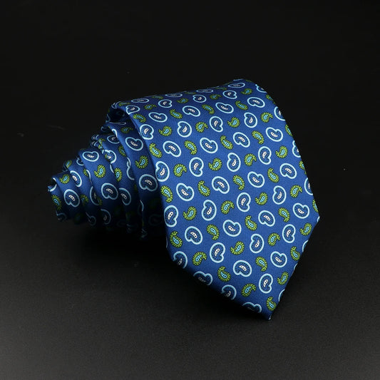 Blois - Royal Blue and Green Paisley Patterned Necktie