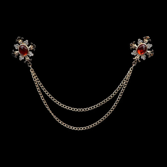 Talisman Brooch - Gold Crimson Regal Fleur