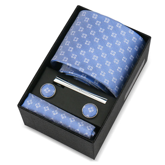 de Mirepoix - Sky Blue & White Micro Diamond Tie Set