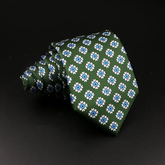 Bueil - Olive Green Floral Patterned Necktie