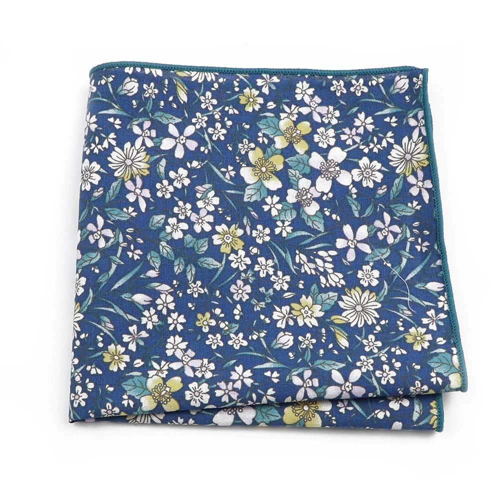 Talisman Pocket Square – Navy Wildflower Cotton Pocket Square