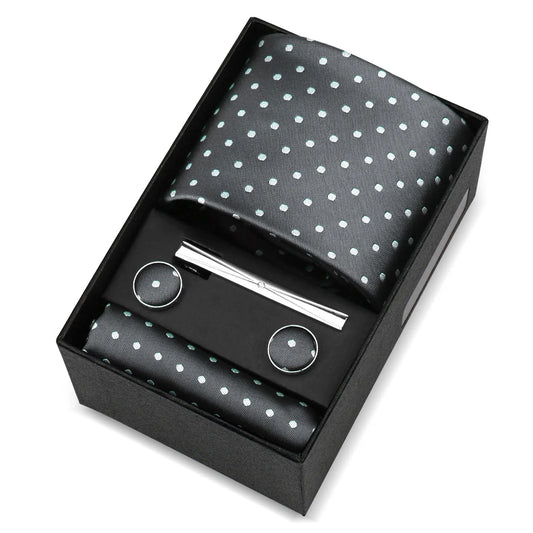 La Trémoille - Classic Black & Mint Polka Dot Tie