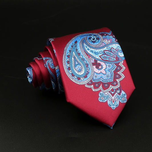 Badoer - Burgundy & Blue Paisley Tie