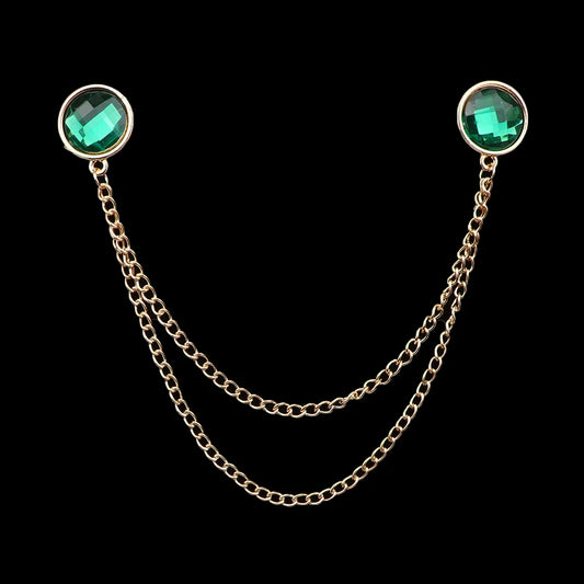 Talisman Brooch – Gilded Emerald Orbit