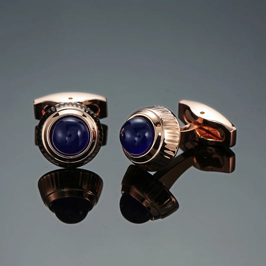 Talisman Cufflink – Sapphire Crown Gold