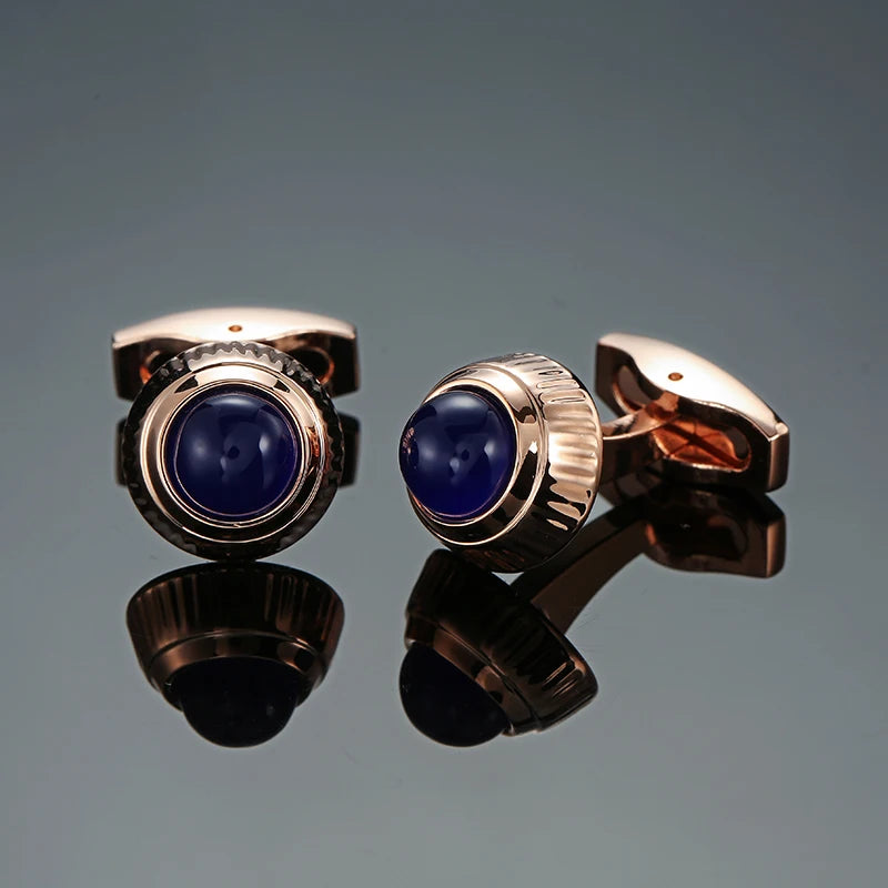 Talisman Cufflink – Sapphire Crown Gold