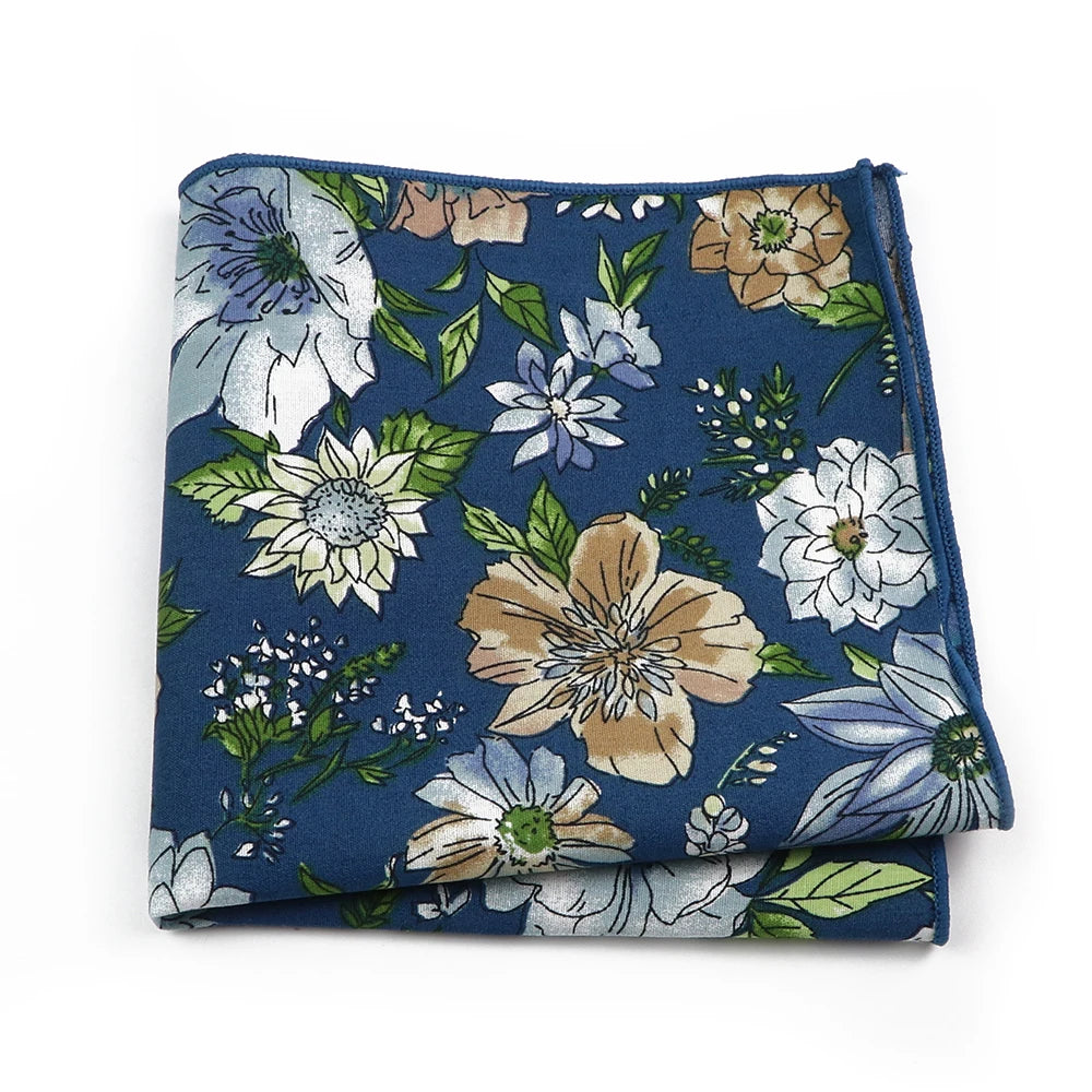Talisman Pocket Square – Blue Meadow Bloom Cotton Pocket Square