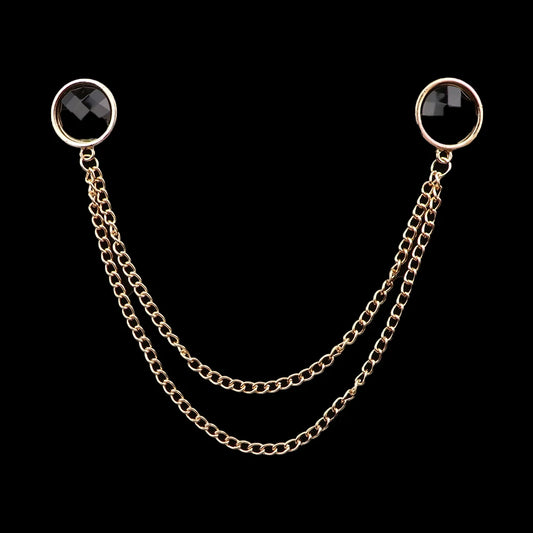 Talisman Brooch – Gilded Onyx Orbit
