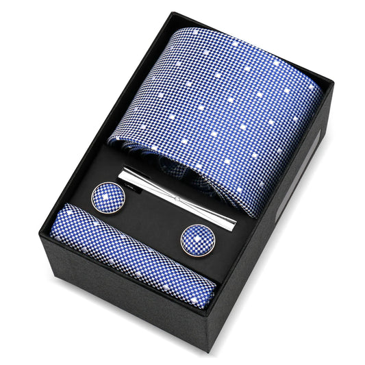 La Trémoille - Classic Blue Micro-Gingham Dot Tie