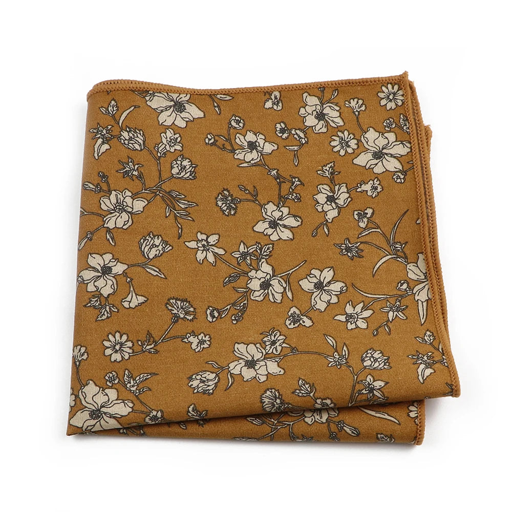 Talisman Pocket Square – Mustard Meadow Floral Cotton Pocket Square