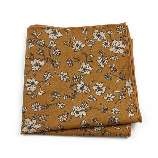 Talisman Pocket Square – Mustard Meadow Floral Cotton Pocket Square