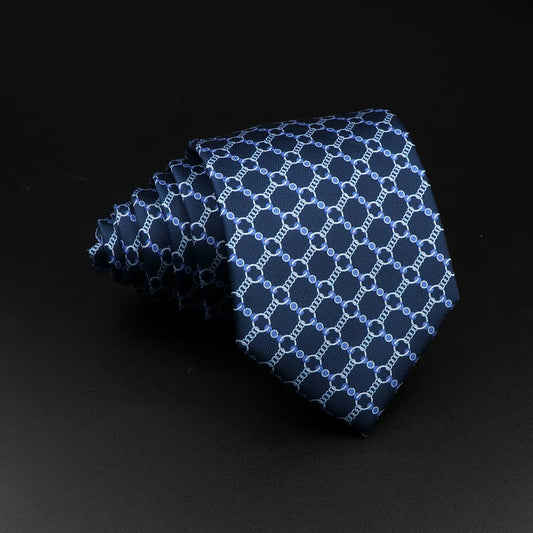 Crussol - Navy Blue Interlinked Geometric Necktie