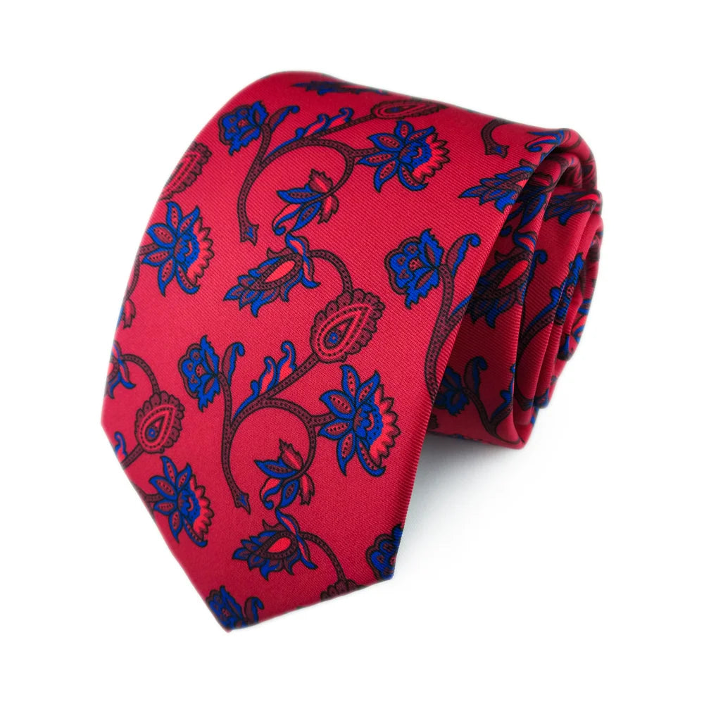 Thirsk - Red Baroque Floral Tie