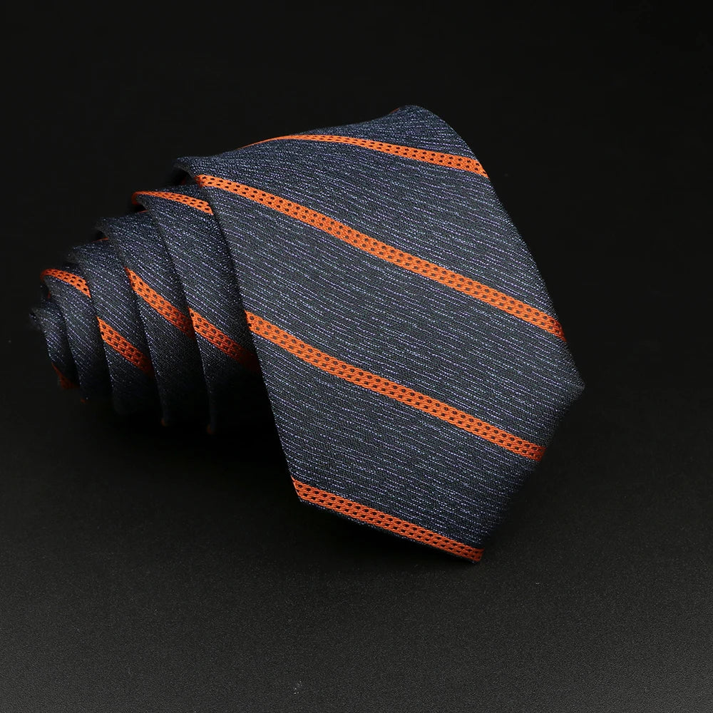 Longueval - Navy & Orange Striped Tie