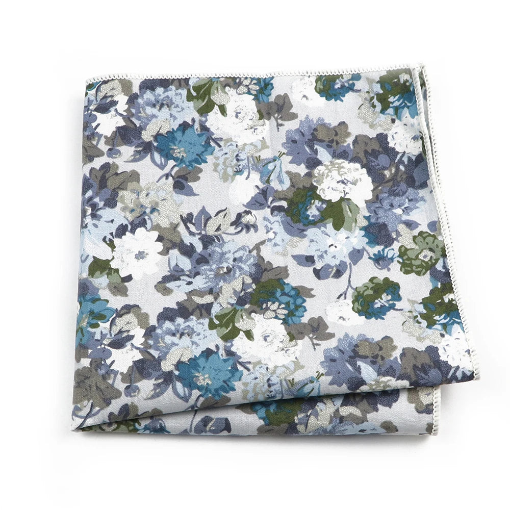 Talisman Pocket Square – Midnight Blue Floral Cotton Pocket Square