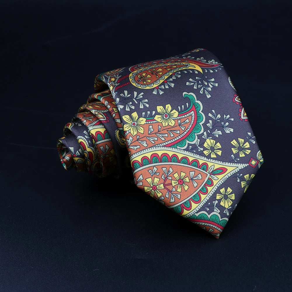 Landi - Charcoal Folk Paisley Tie