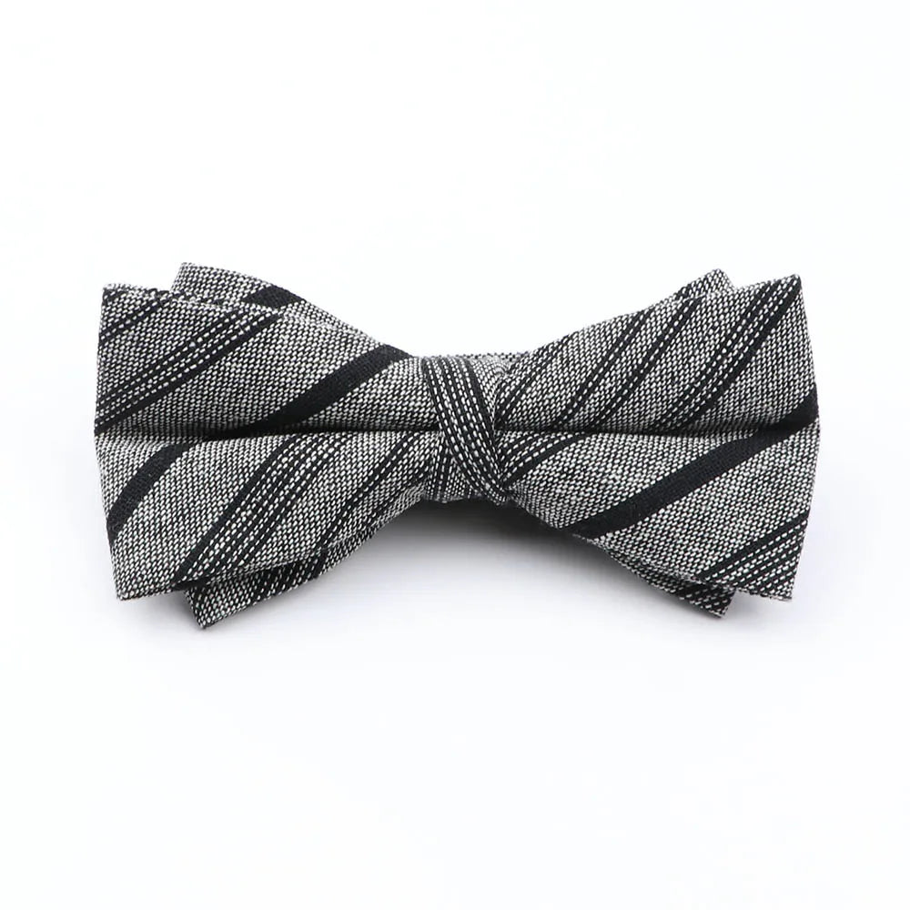 Portocarrero - Black & Grey Striped Bow Tie