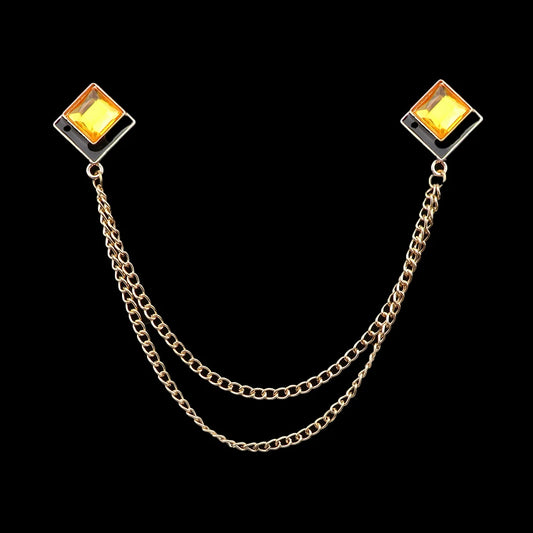 Talisman Brooch – Gilded Amber Duet
