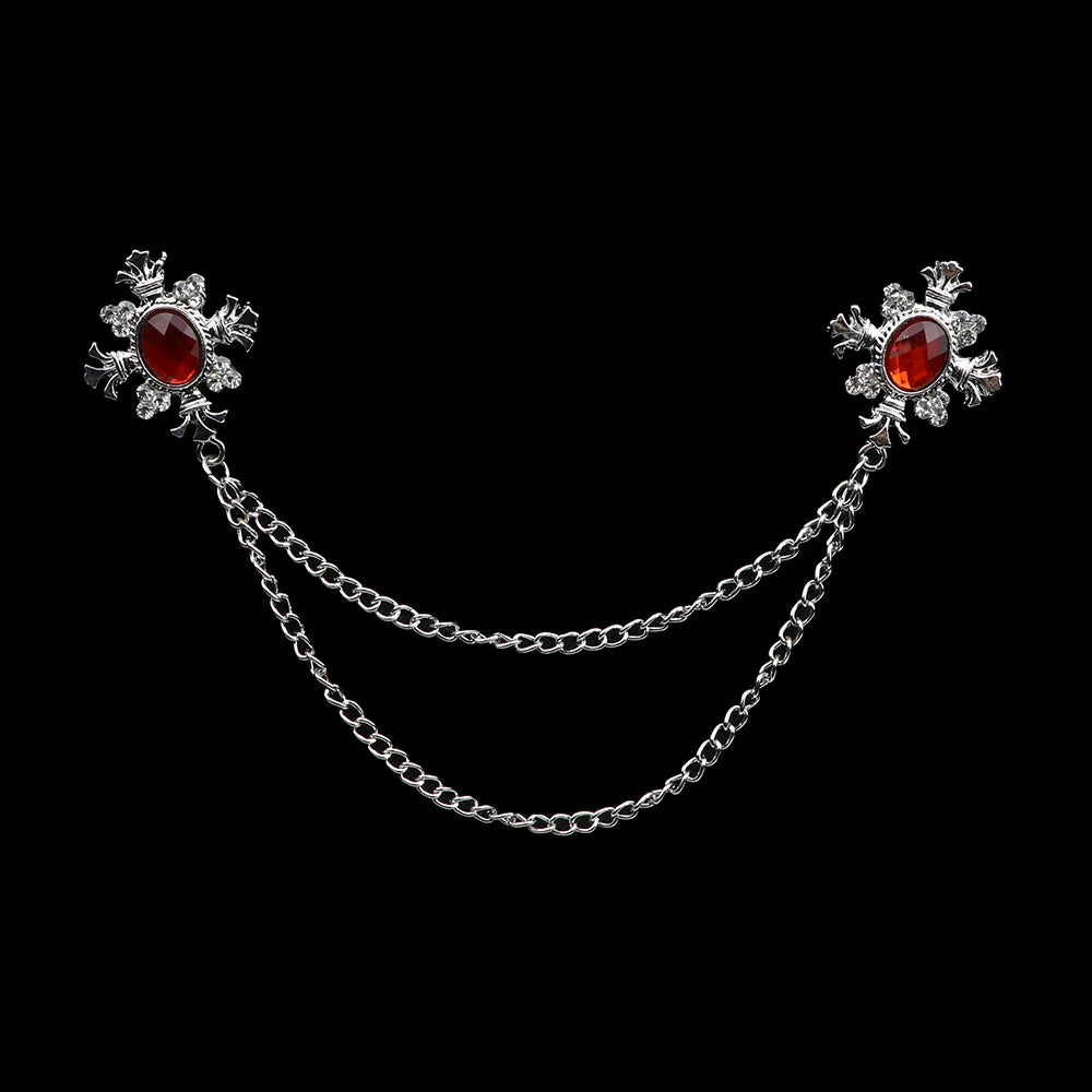 Talisman Brooch - Silver Crimson Regal Fleur